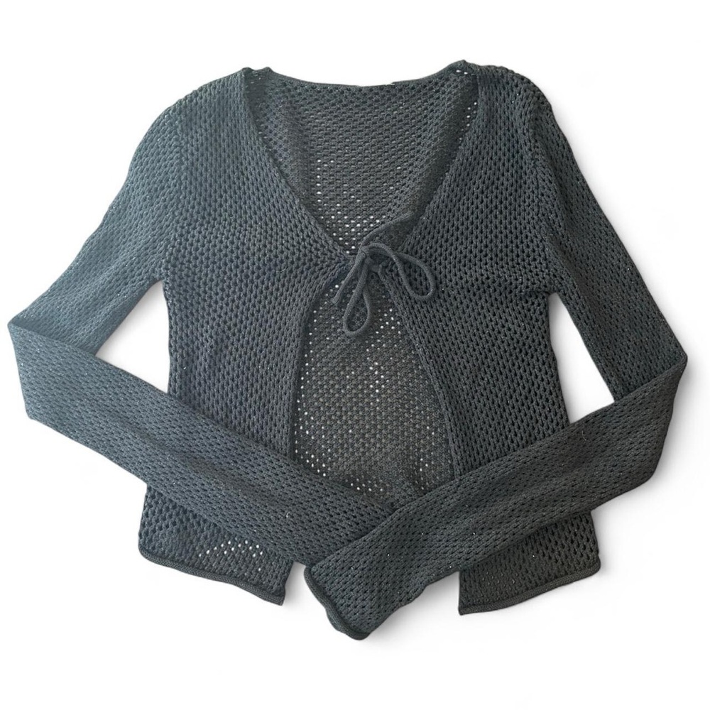 Black Mesh Knit Cardigan